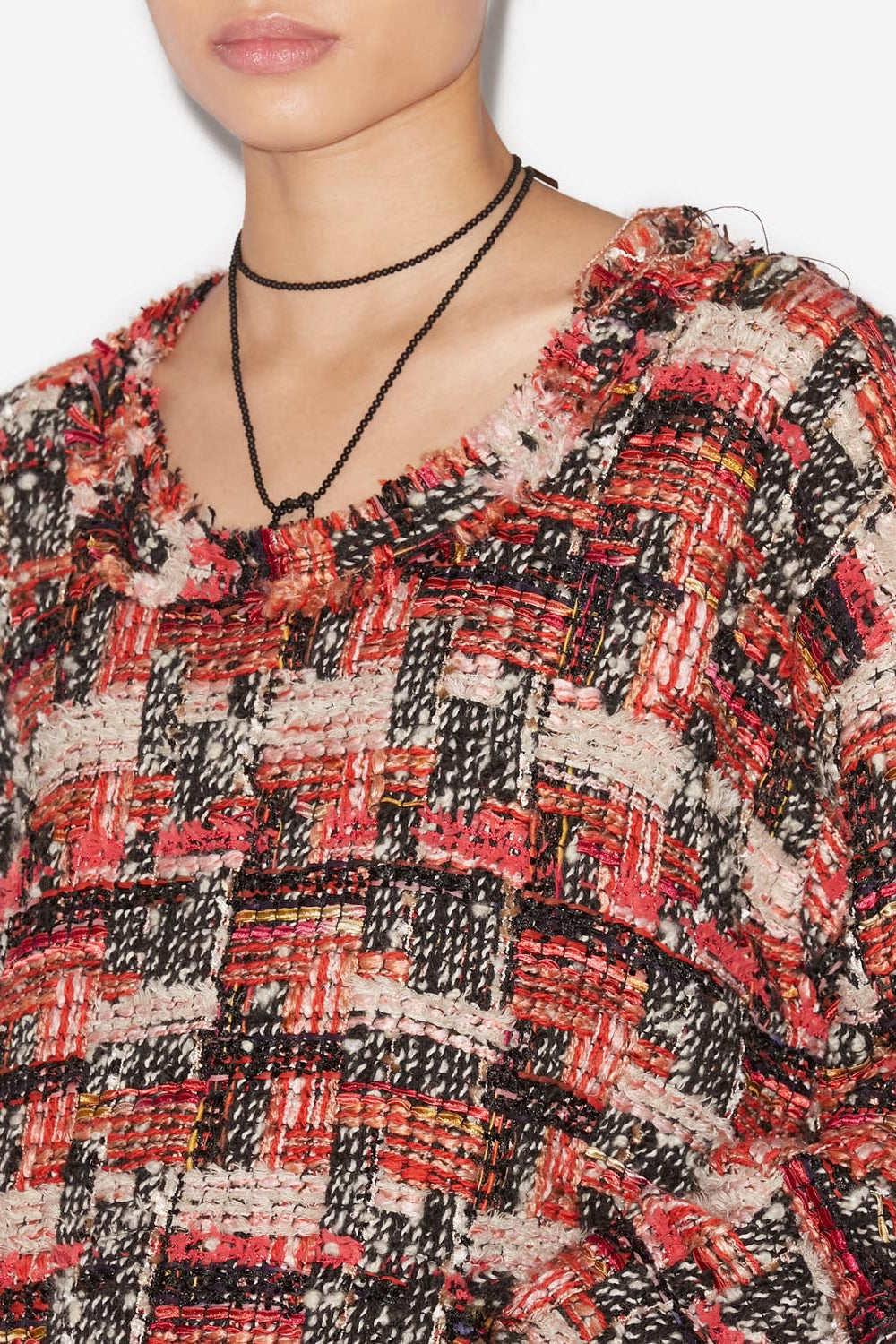 Top de tweed de lana dragana - Shell pink-ecru - Woman - 4