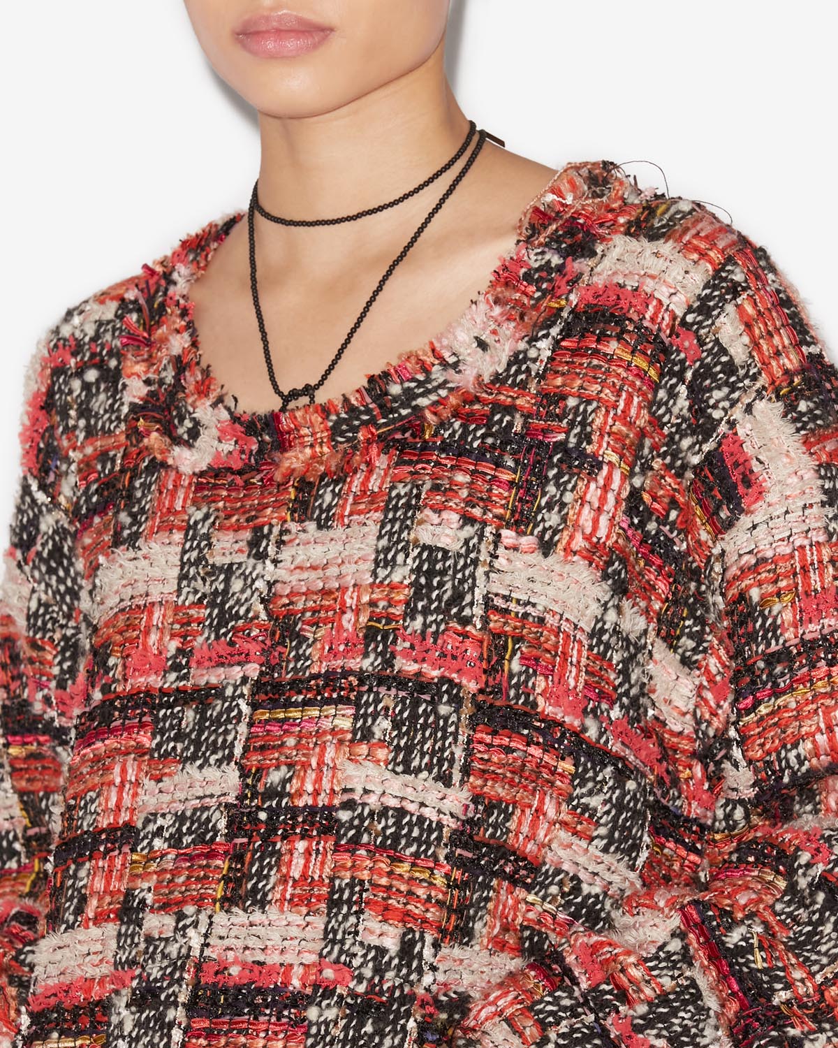 Dragana 울 트위드 소재의 탑 - Shell pink-ecru - Woman - 2