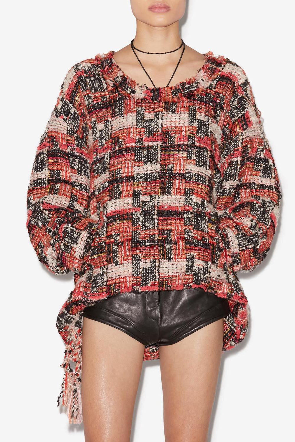 Top de tweed de lana dragana - Shell pink-ecru - Woman - 5