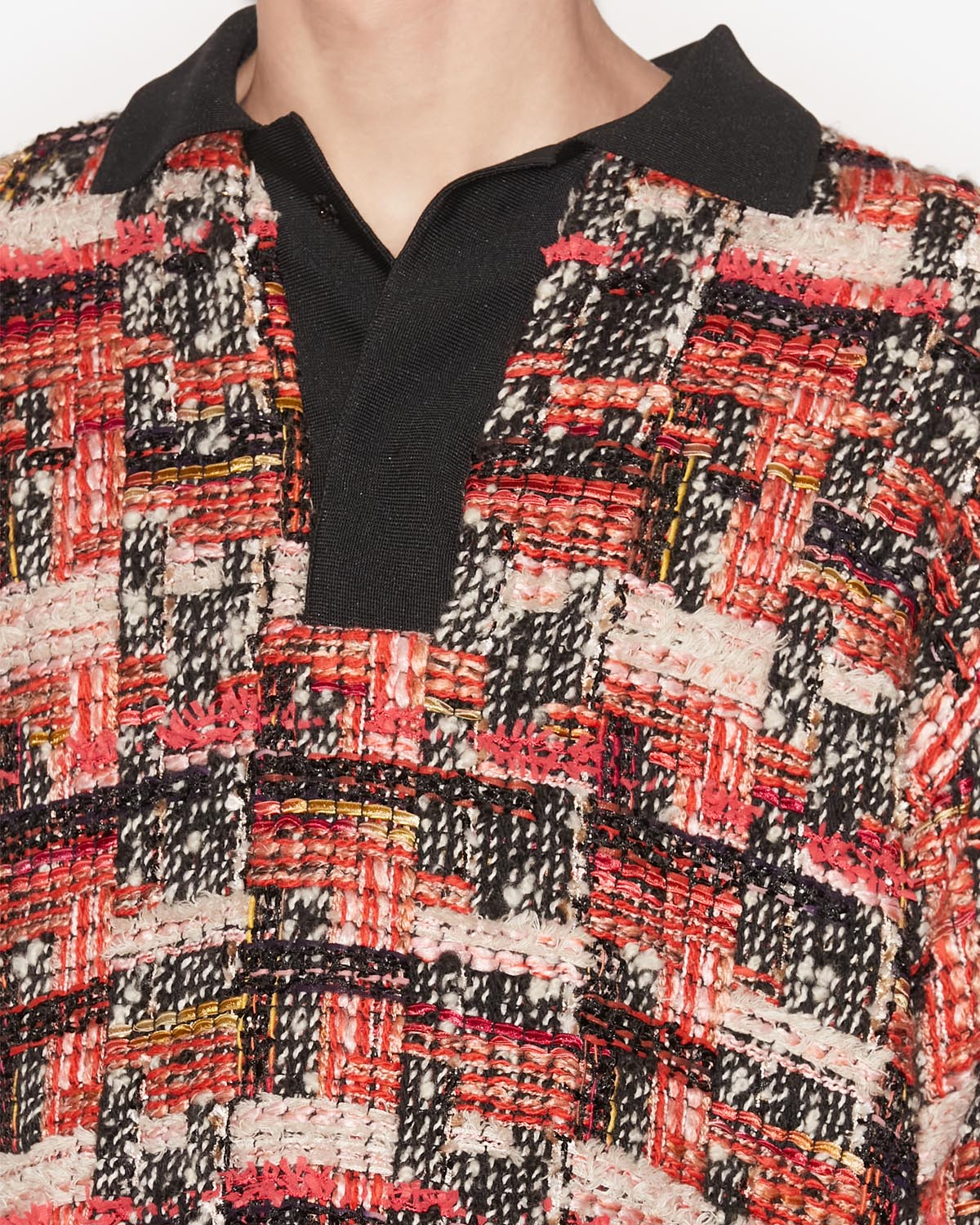 Dorian printed wool tweed top - Shell pink-ecru - Man - 2