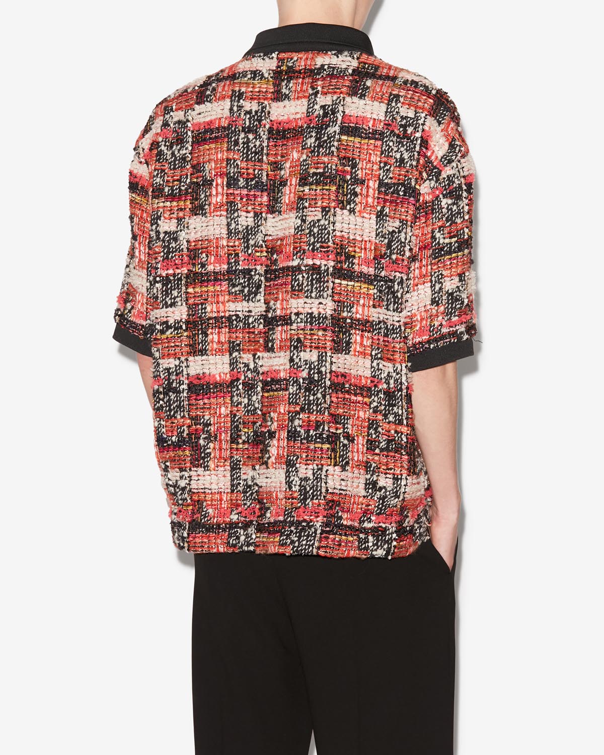 Dorian printed wool tweed top - Shell pink-ecru - Man - 4