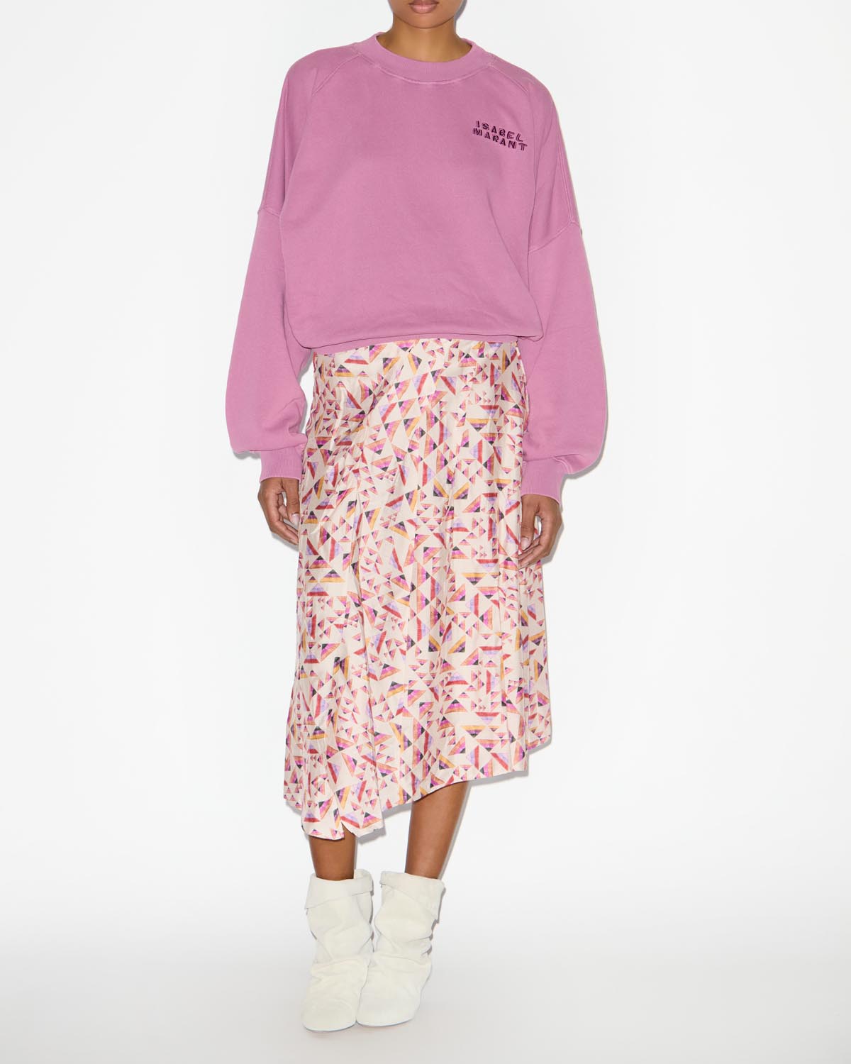 Falda midi estampada cacia - Ecru-multicolore - Woman - 1