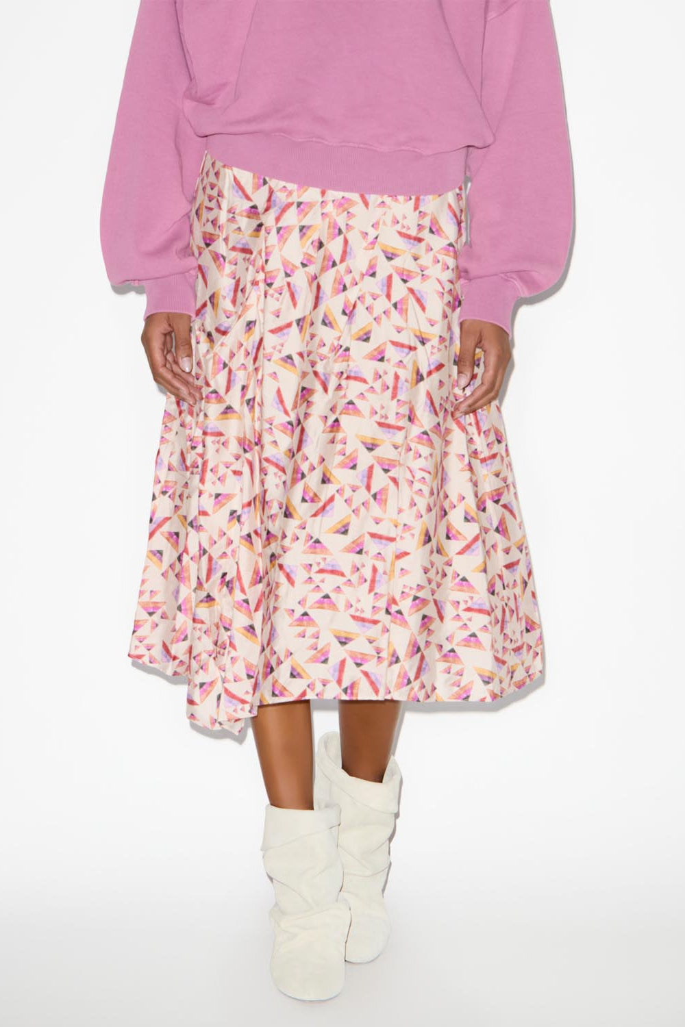 Falda midi estampada cacia - Ecru-multicolore - Woman - 4