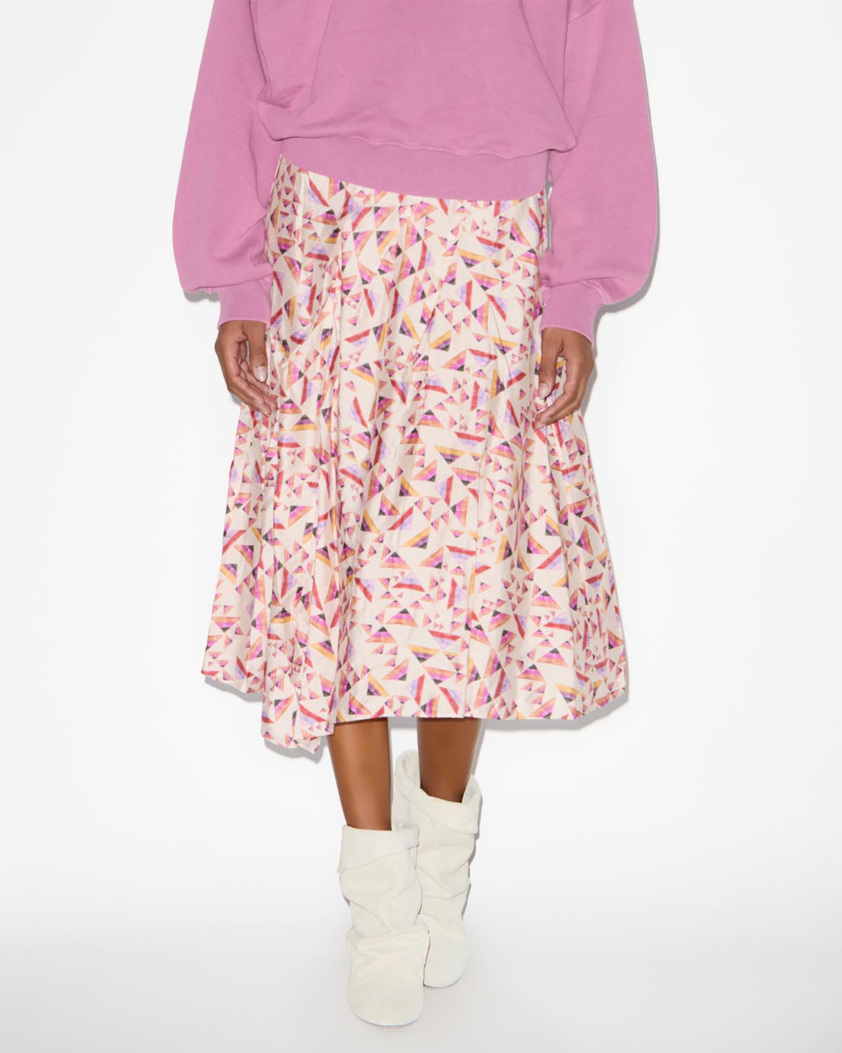 Falda midi estampada cacia - Ecru-multicolore - Woman - 3