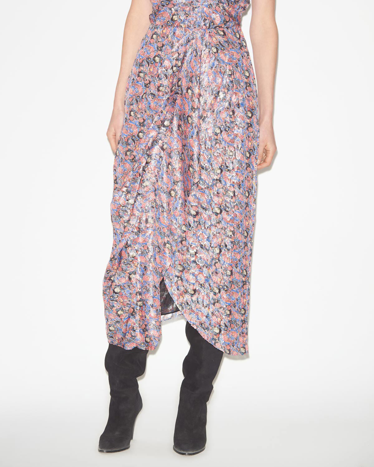 Gonna lunga in jacquard stampato rosalia - Blu - Woman - 3