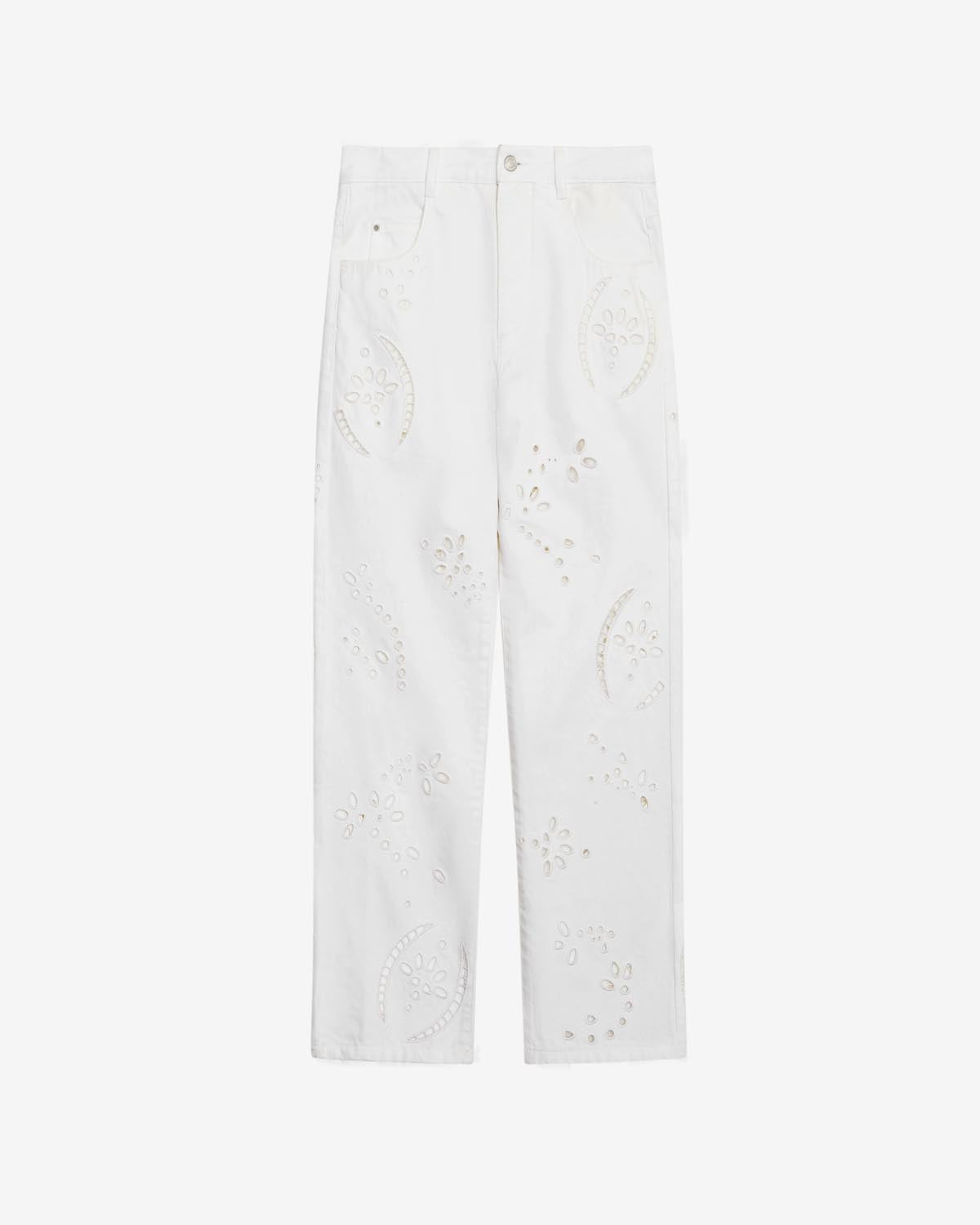 Pantaloni in denim traforato irina - Bianco - Woman - 5