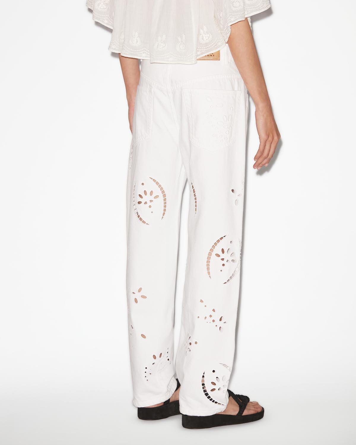 Pantaloni in denim traforato irina - Bianco - Woman - 4