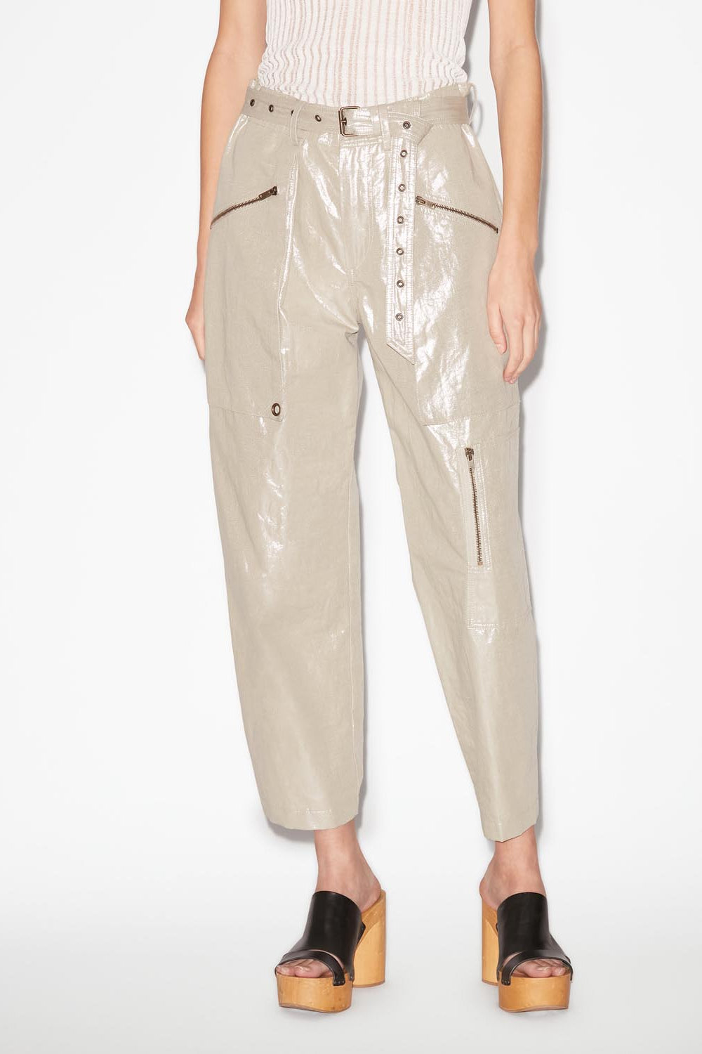 Pantalon ceinturé irisé juliette - Champagne - Woman - 4