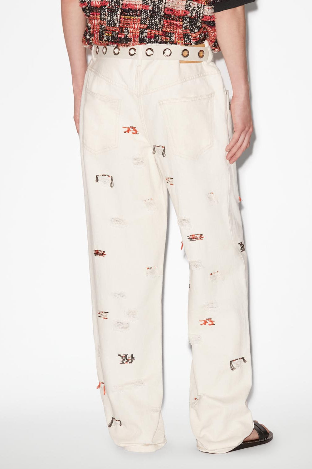 Pantalon en denim brodé juro - Écru - Man - 5