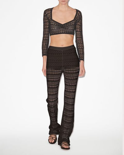 Pantalon en maille ajourée palmi - Noir - Woman - 1