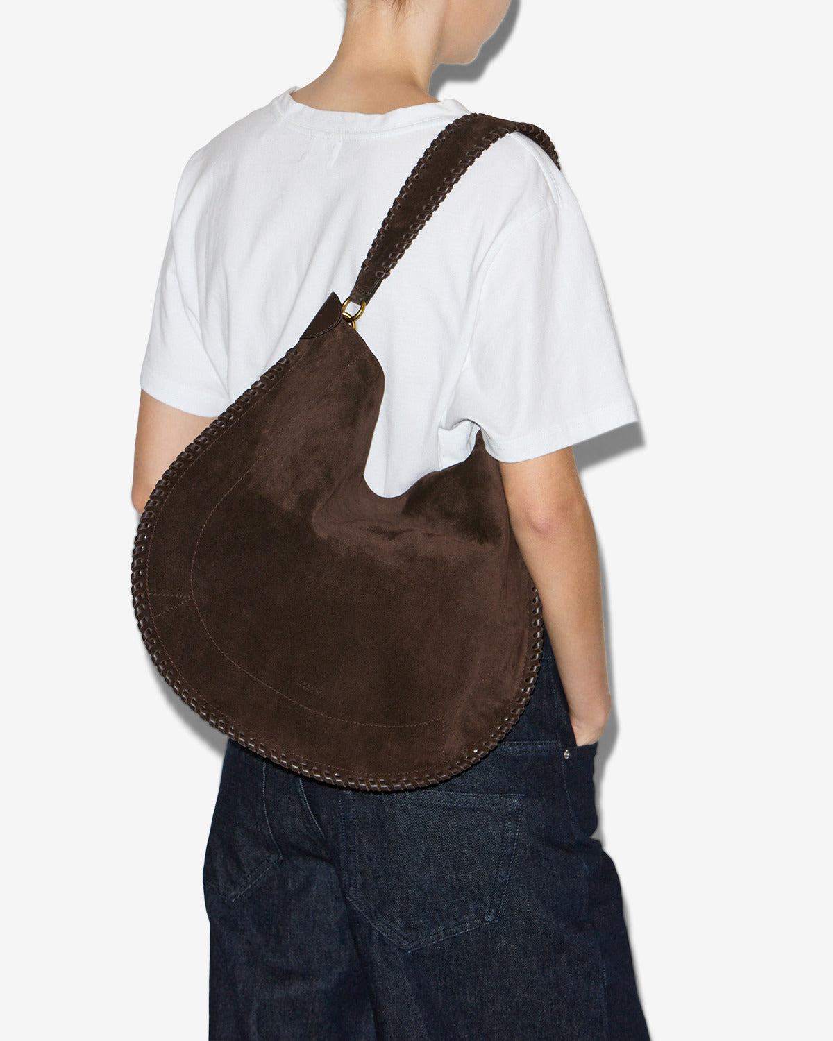 Sac oskan hobo soft en cuir velours - Café - Woman - 4