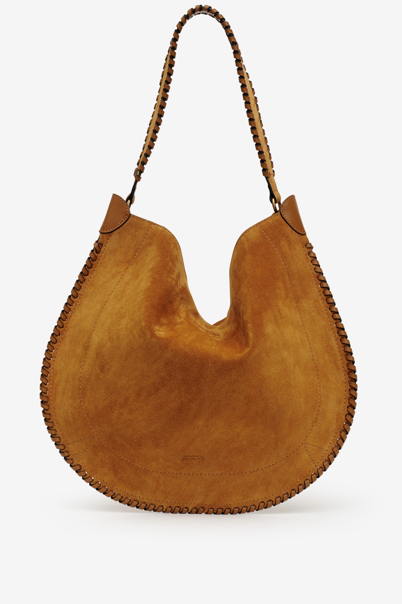 Oskan hobo soft bag in braided suede calfskin leather - Cognac - Woman - 1