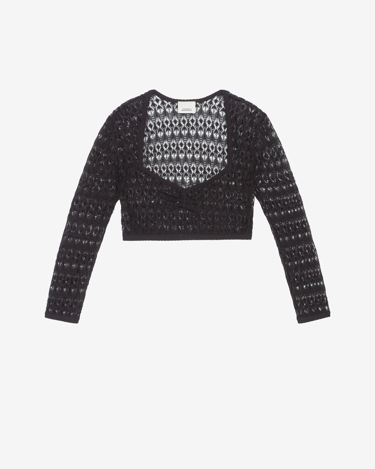 Paula short openwork knit sweater - Black - Woman - 5