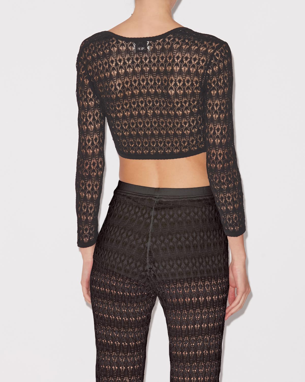 Paula short openwork knit sweater - Black - Woman - 4