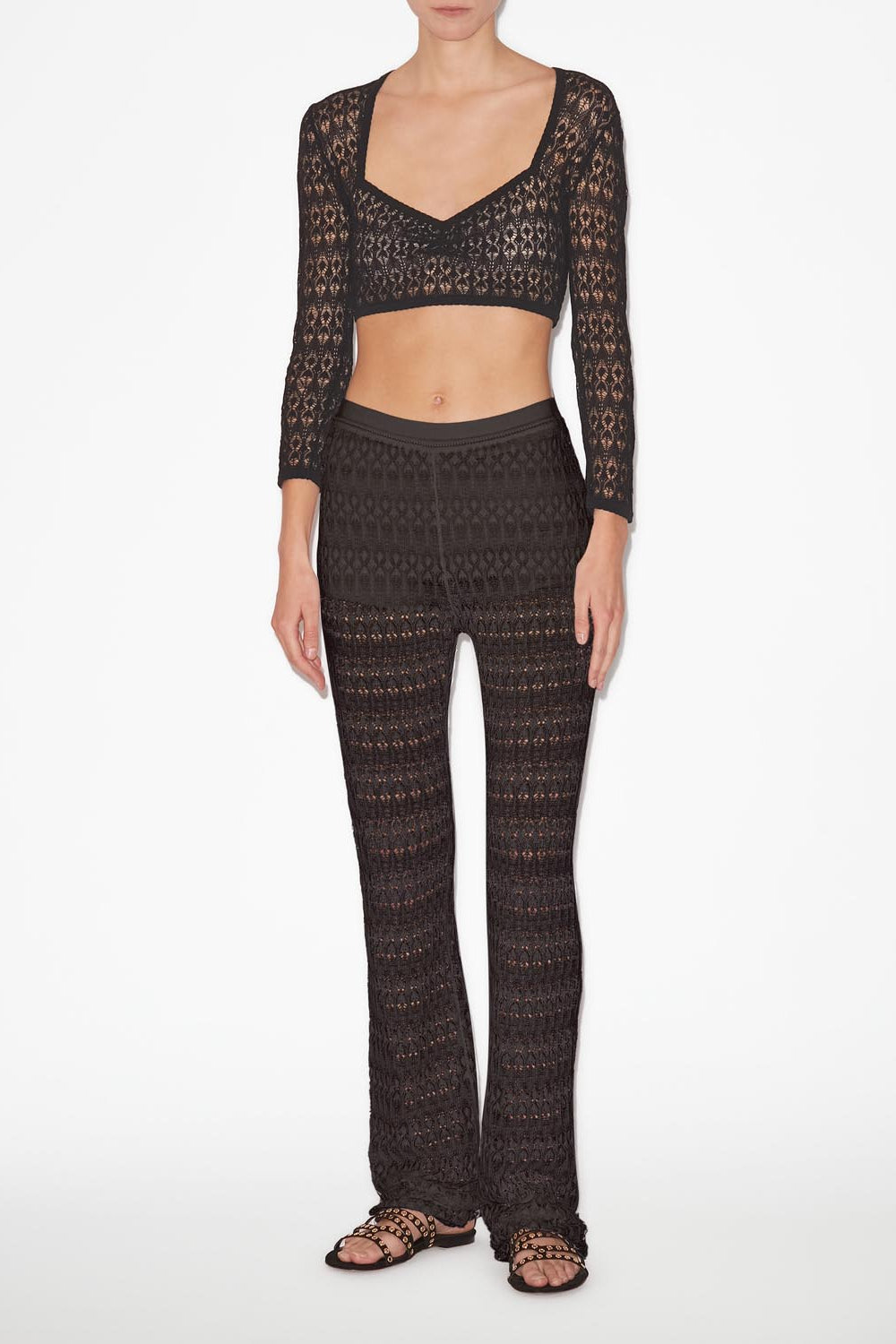 Jersey corto de punto calado paula - Negro - Woman - 2