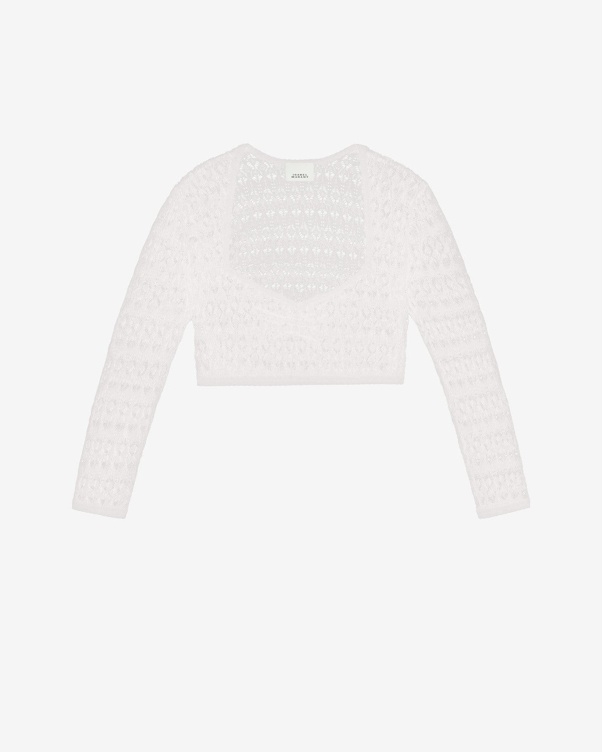 Paula short openwork knit sweater - White - Woman - 2