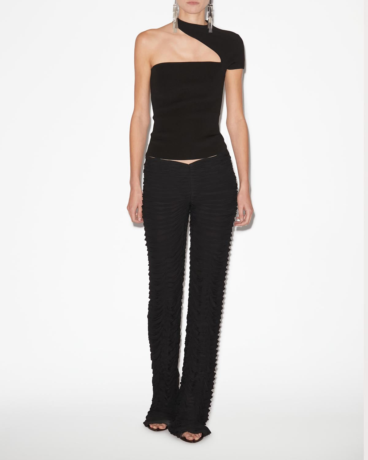 Osira asymmetrical jersey sweater - Black - Woman - 1