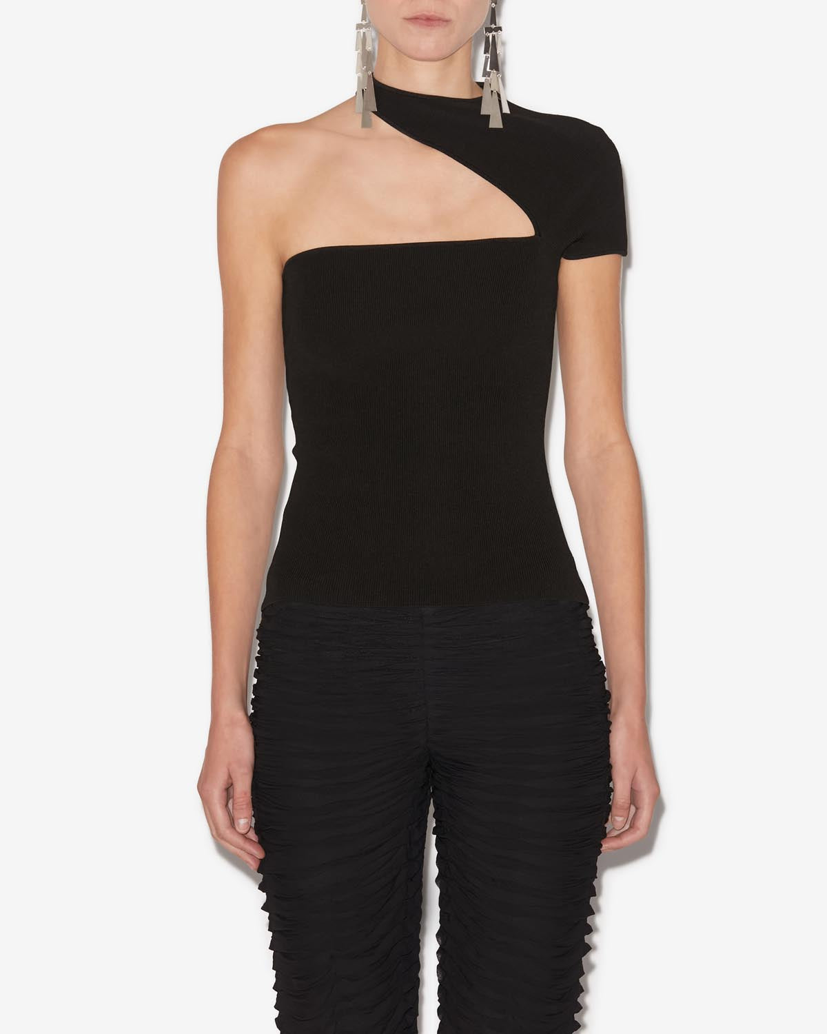 Osira asymmetrical jersey sweater - Black - Woman - 3