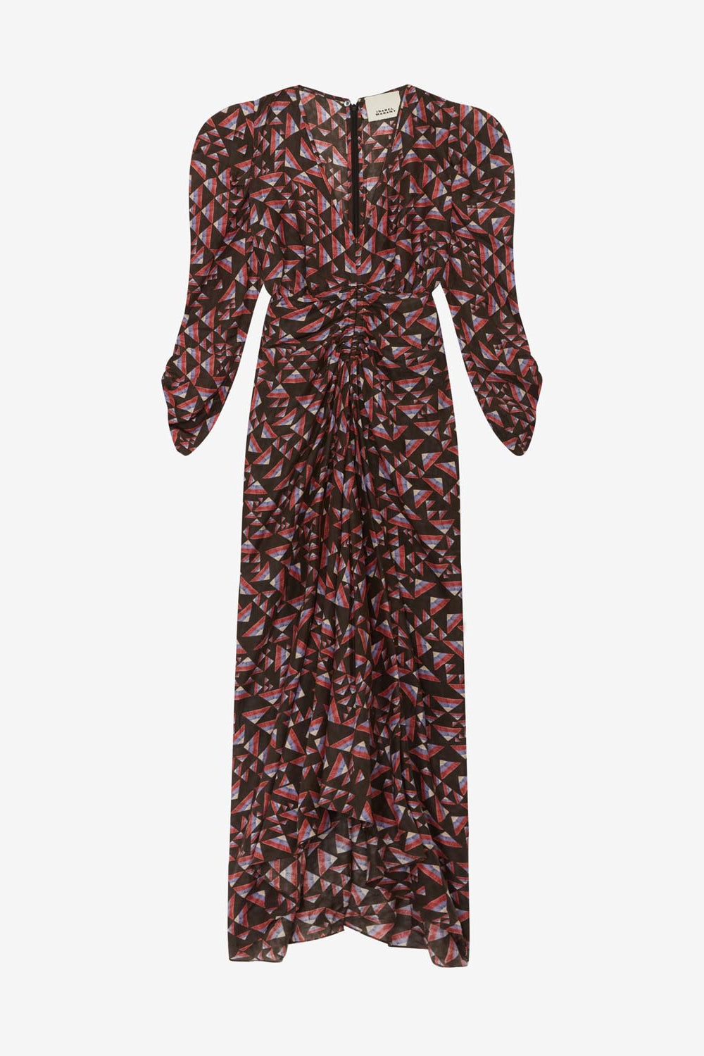 Abito midi in misto seta stampato albini - Black-multicolor - Woman - 1