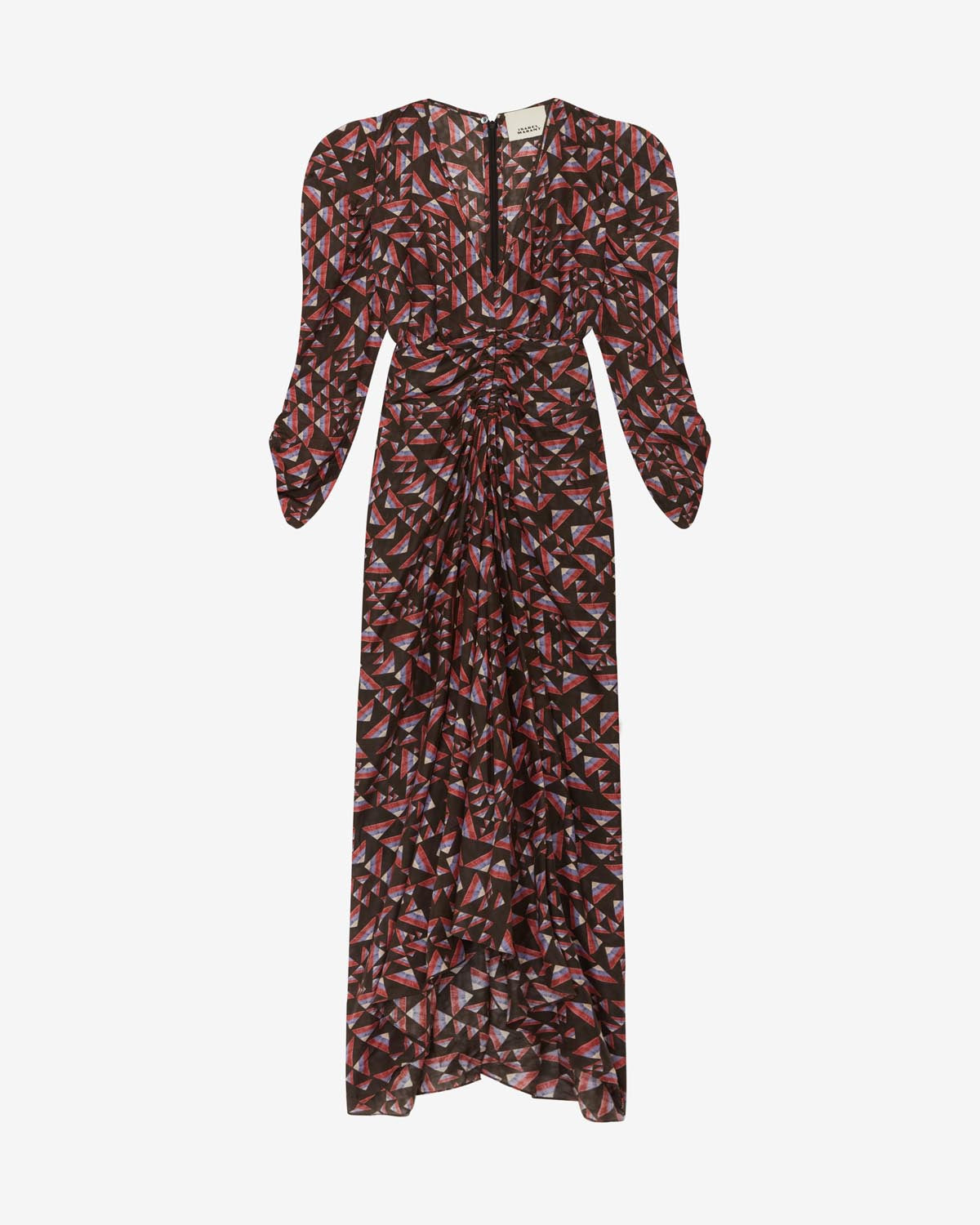 Abito midi in misto seta stampato albini - Black-multicolor - Woman - 5