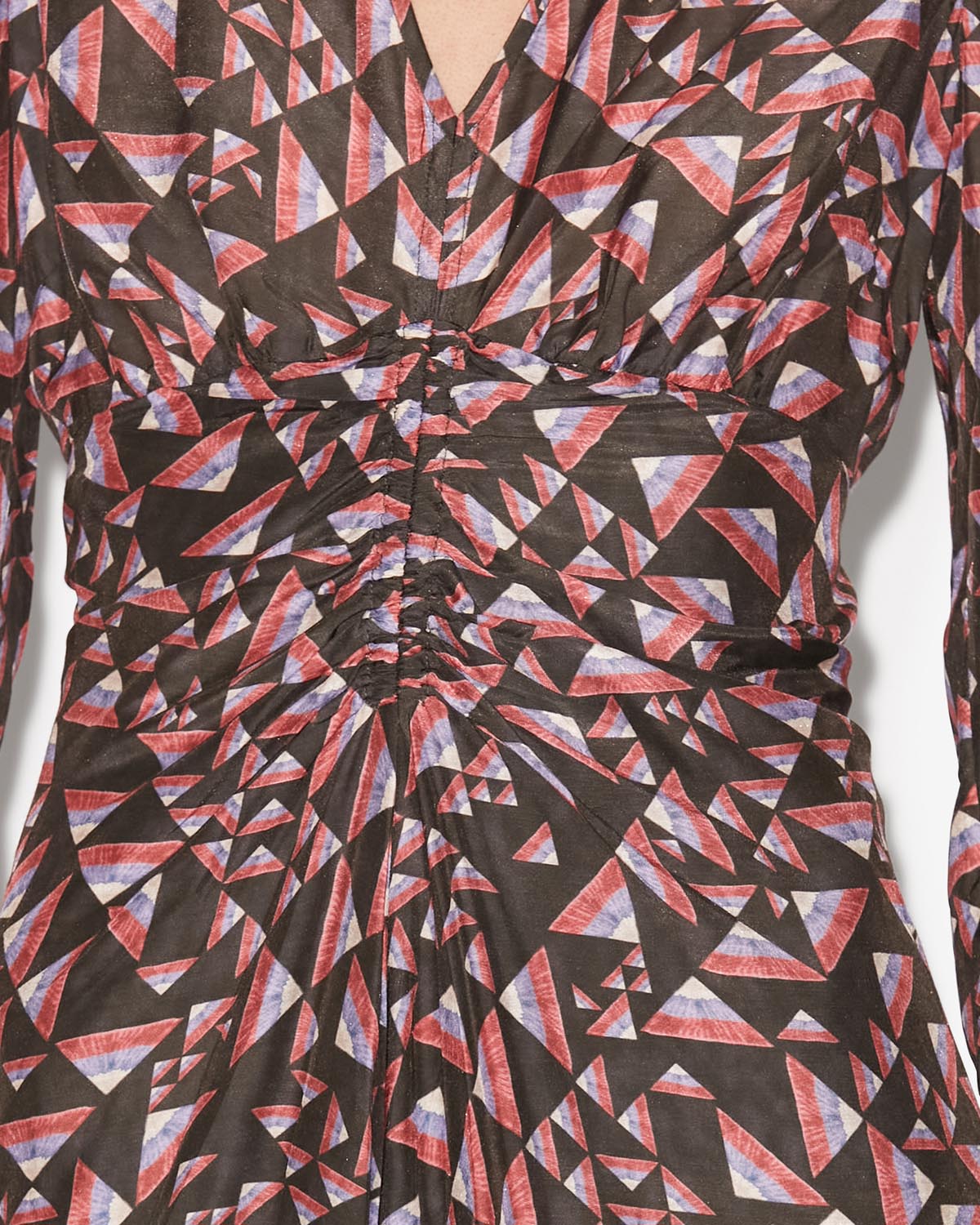 Abito midi in misto seta stampato albini - Black-multicolor - Woman - 2