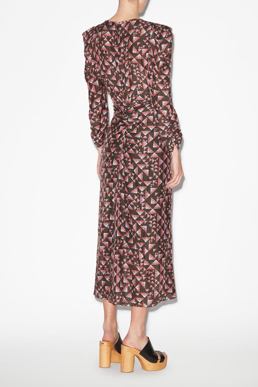 Abito midi in misto seta stampato albini - Black-multicolor - Woman - 5