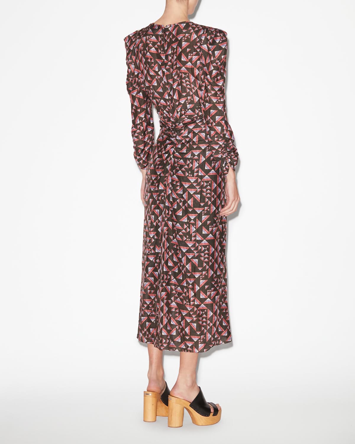 Abito midi in misto seta stampato albini - Black-multicolor - Woman - 4