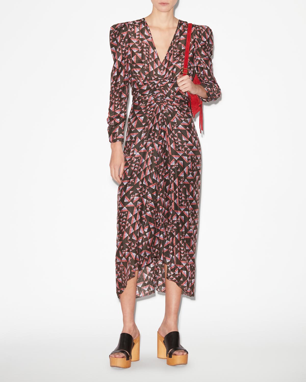 Abito midi in misto seta stampato albini - Black-multicolor - Woman - 1