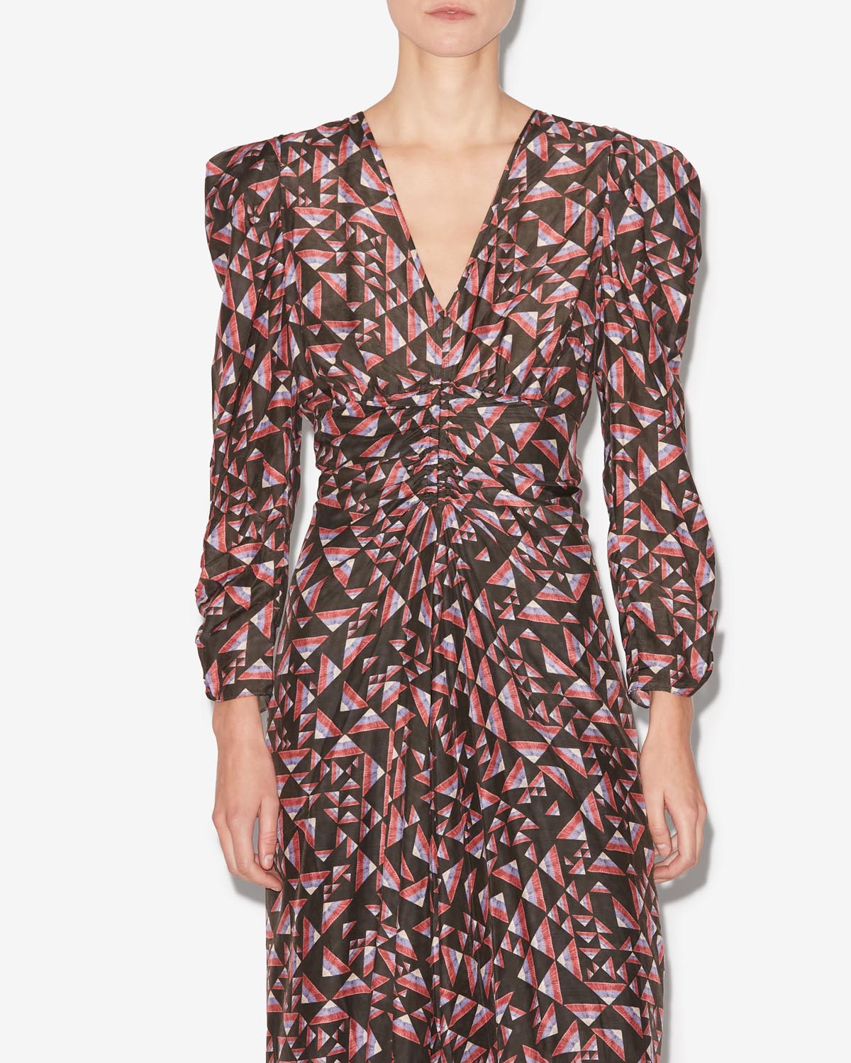 Abito midi in misto seta stampato albini - Black-multicolor - Woman - 3