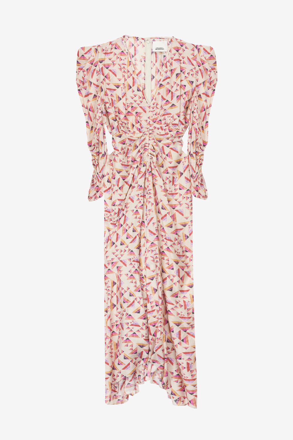 Albini プリント入り シルク混 ミディドレス - Ecru-multicolore - Woman - 1