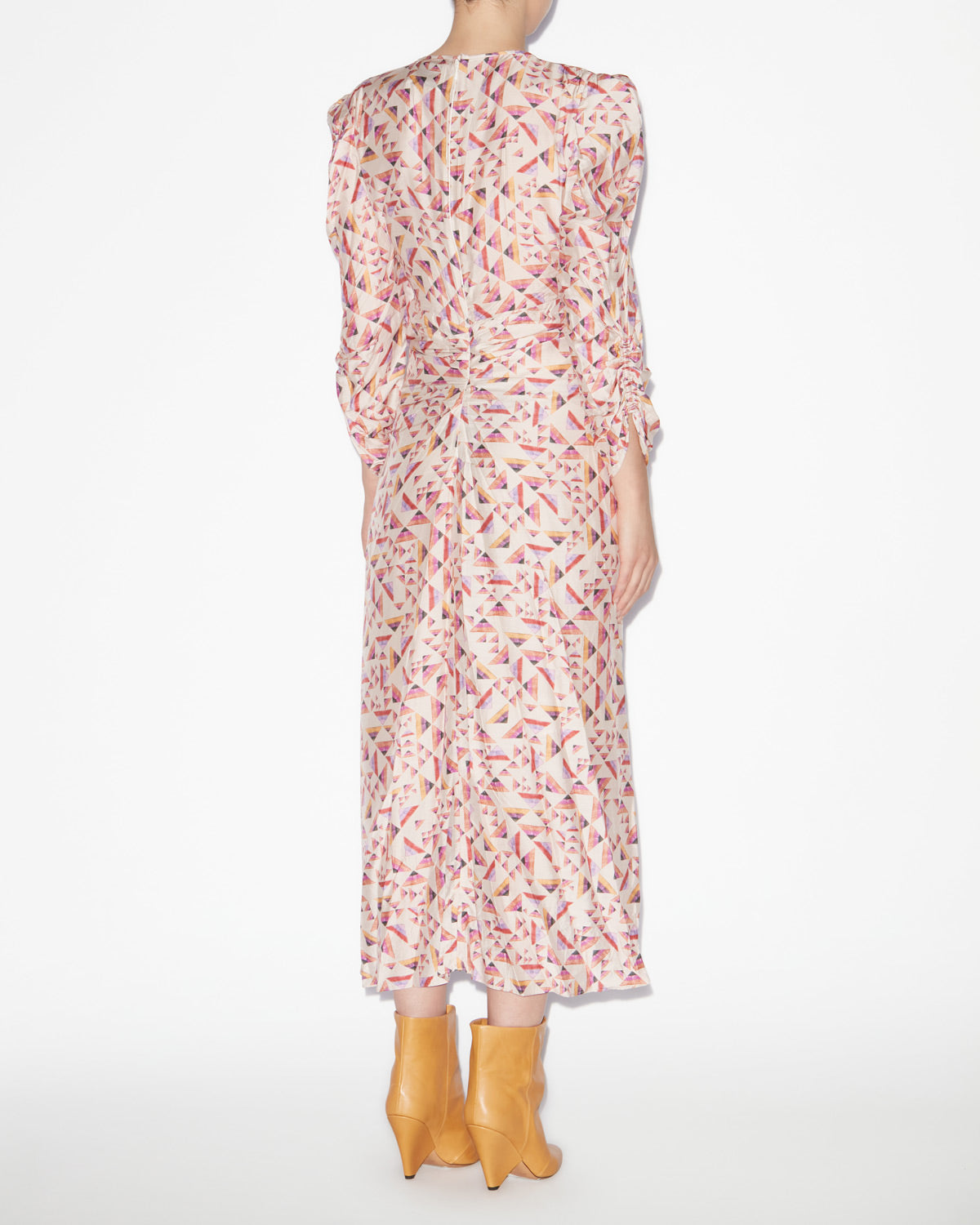 Albini プリント入り シルク混 ミディドレス - Ecru-multicolore - Woman - 3