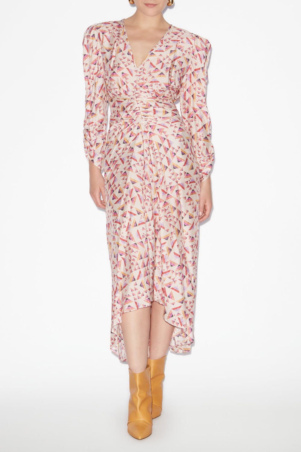 Albini プリント入り シルク混 ミディドレス - Ecru-multicolore - Woman - 2