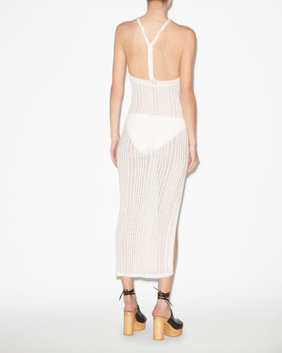 Deborah long slit dress - White - Woman - 4