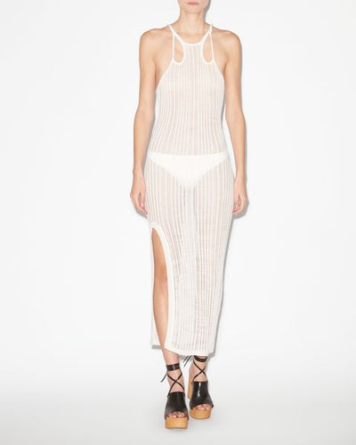Deborah long slit dress - White - Woman - 1