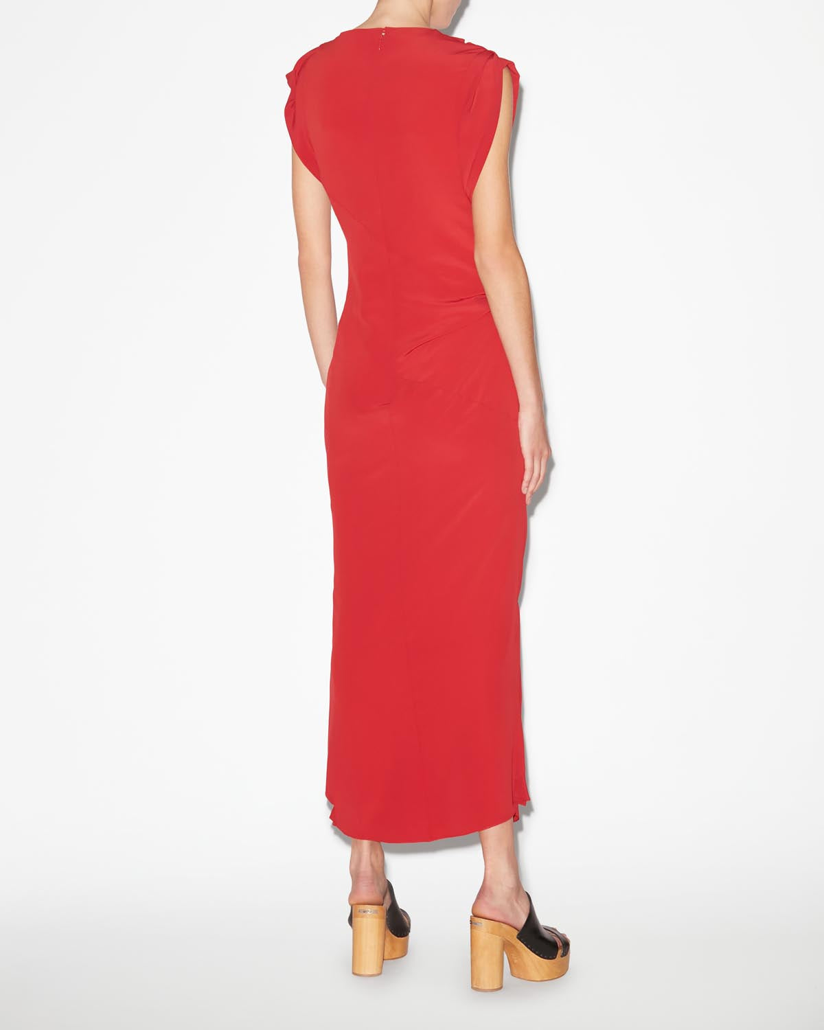 Vestido largo de manga corta kidena - Scarlet red - Woman - 4