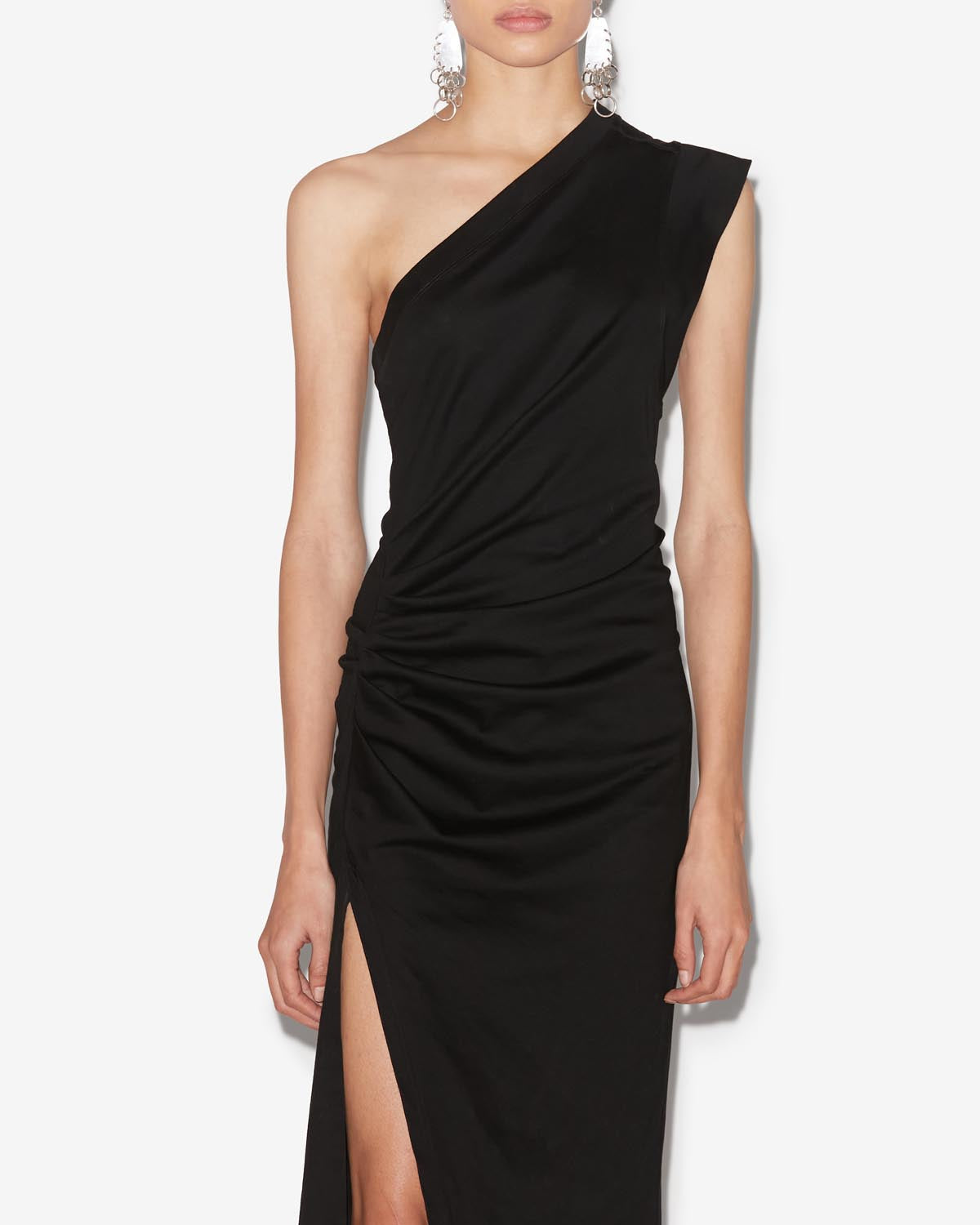 Robe longue drapée asymétrique maude - Noir - Woman - 3