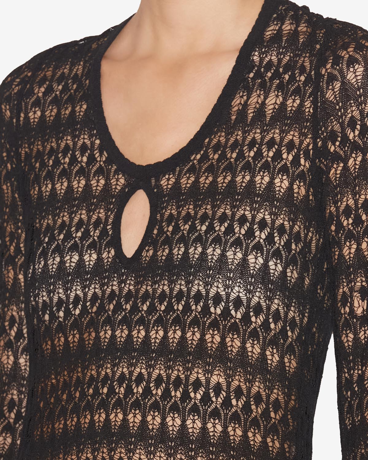 Poros openwork knit dress - Black - Woman - 2