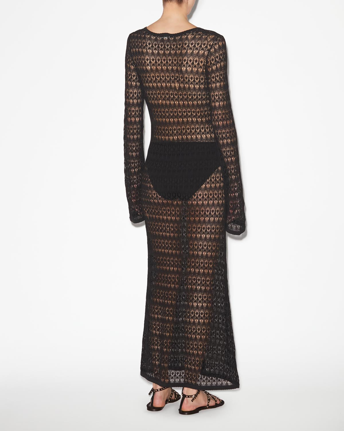 Poros openwork knit dress - Black - Woman - 4