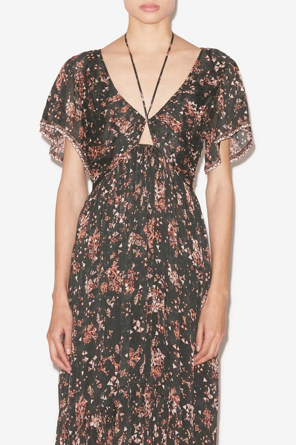 Vestido largo estampado agathe - Negro - Woman - 4