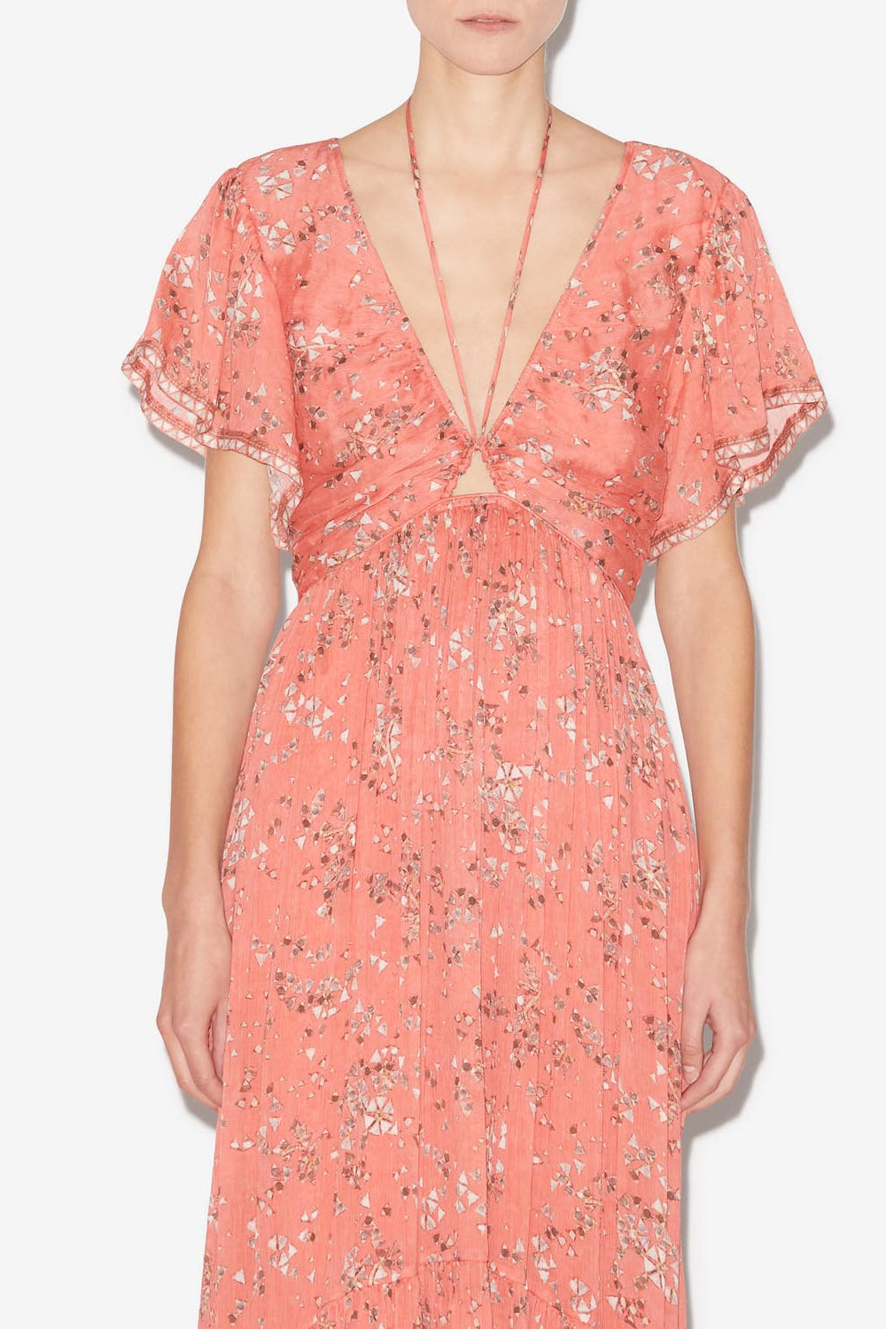 Agathe long printed dress - Shell pink - Woman - 4