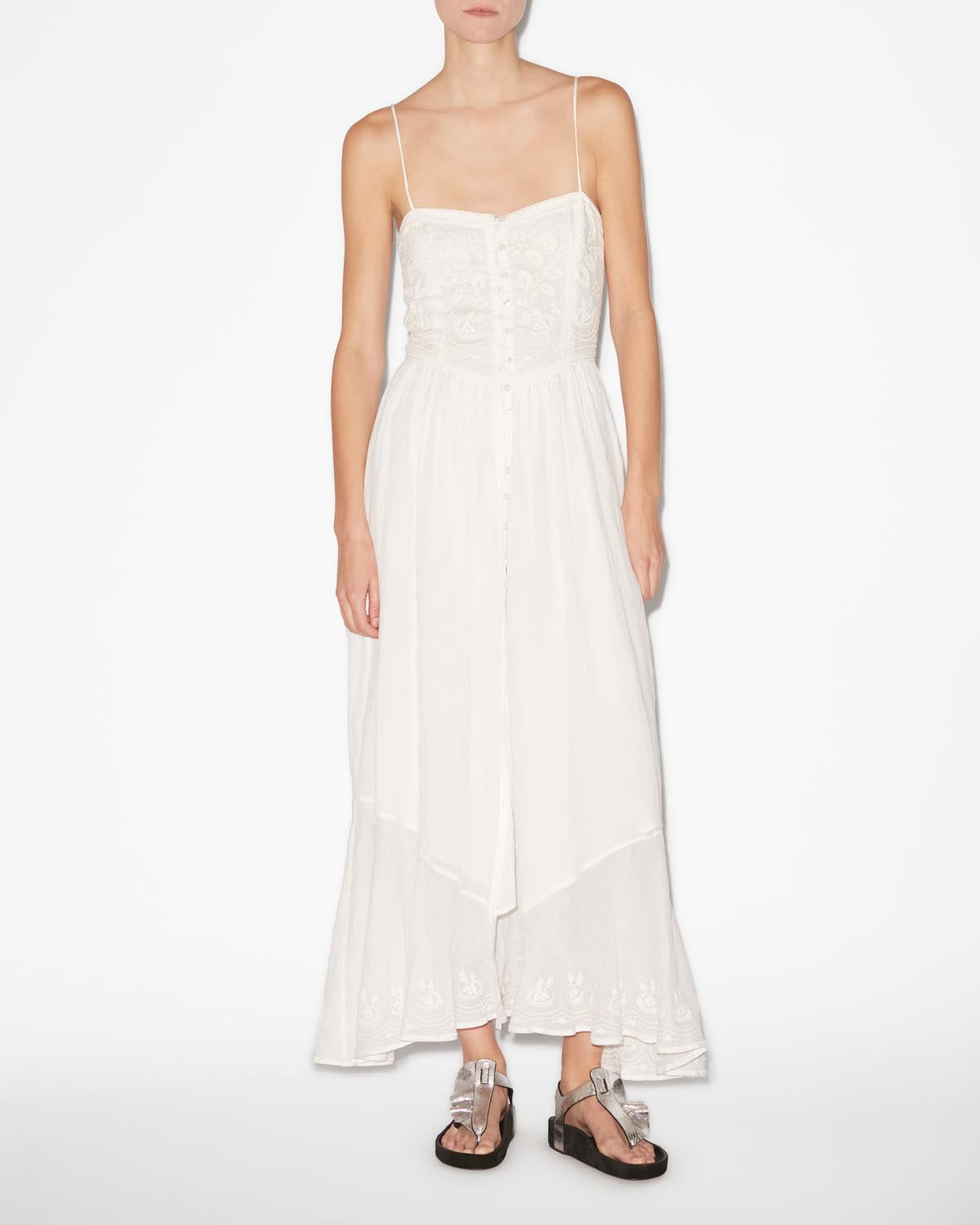 Robe longue brodée erika - Blanc - Woman - 1