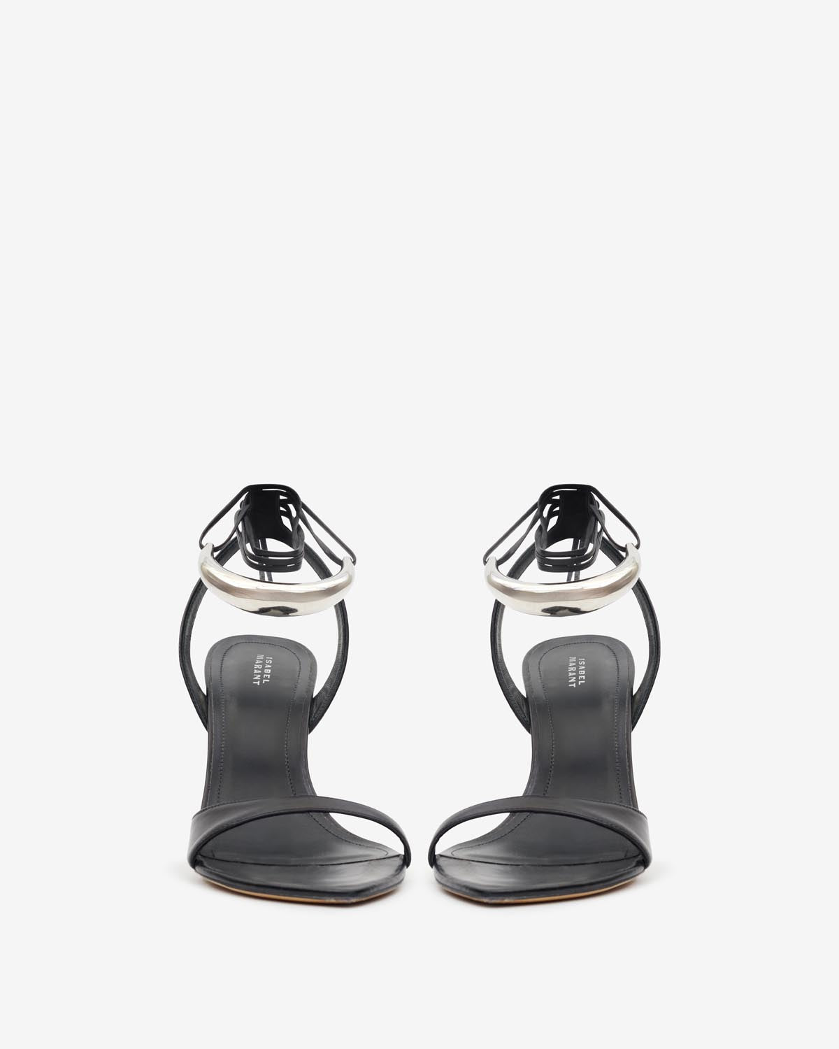 Yluan 가죽 소재의 하이힐 샌들 - Black and silver - Woman - 4