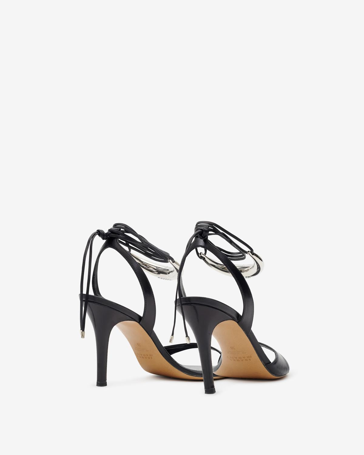 Yluan 가죽 소재의 하이힐 샌들 - Black and silver - Woman - 2