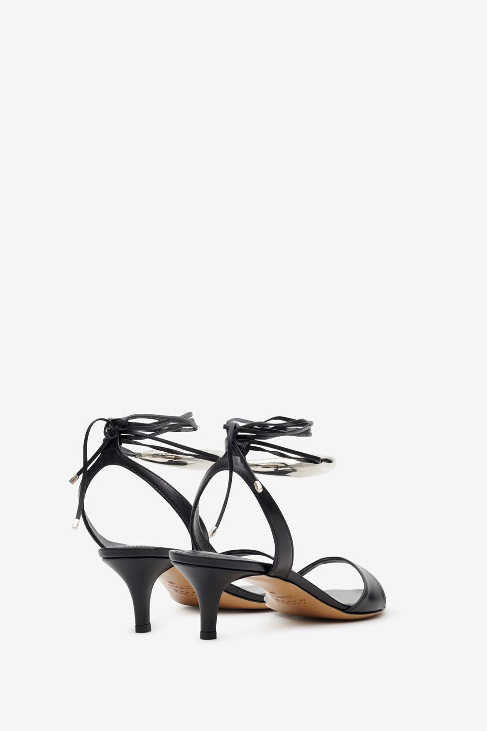 Sandali con tacco medio in pelle alziry - Black and silver - Woman - 2