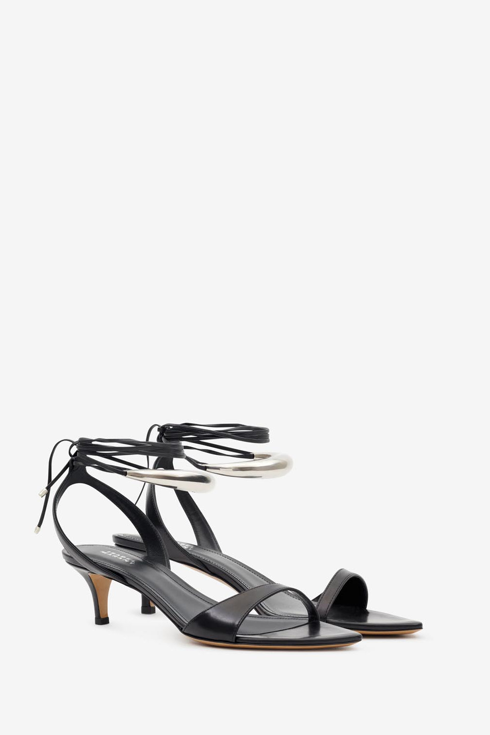 Sandali con tacco medio in pelle alziry - Black and silver - Woman - 3