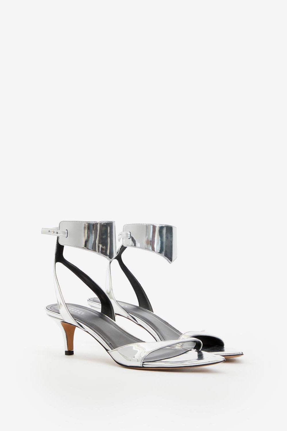 Arson 가죽 소재의 미드힐 샌들 - 은 - Woman - 3