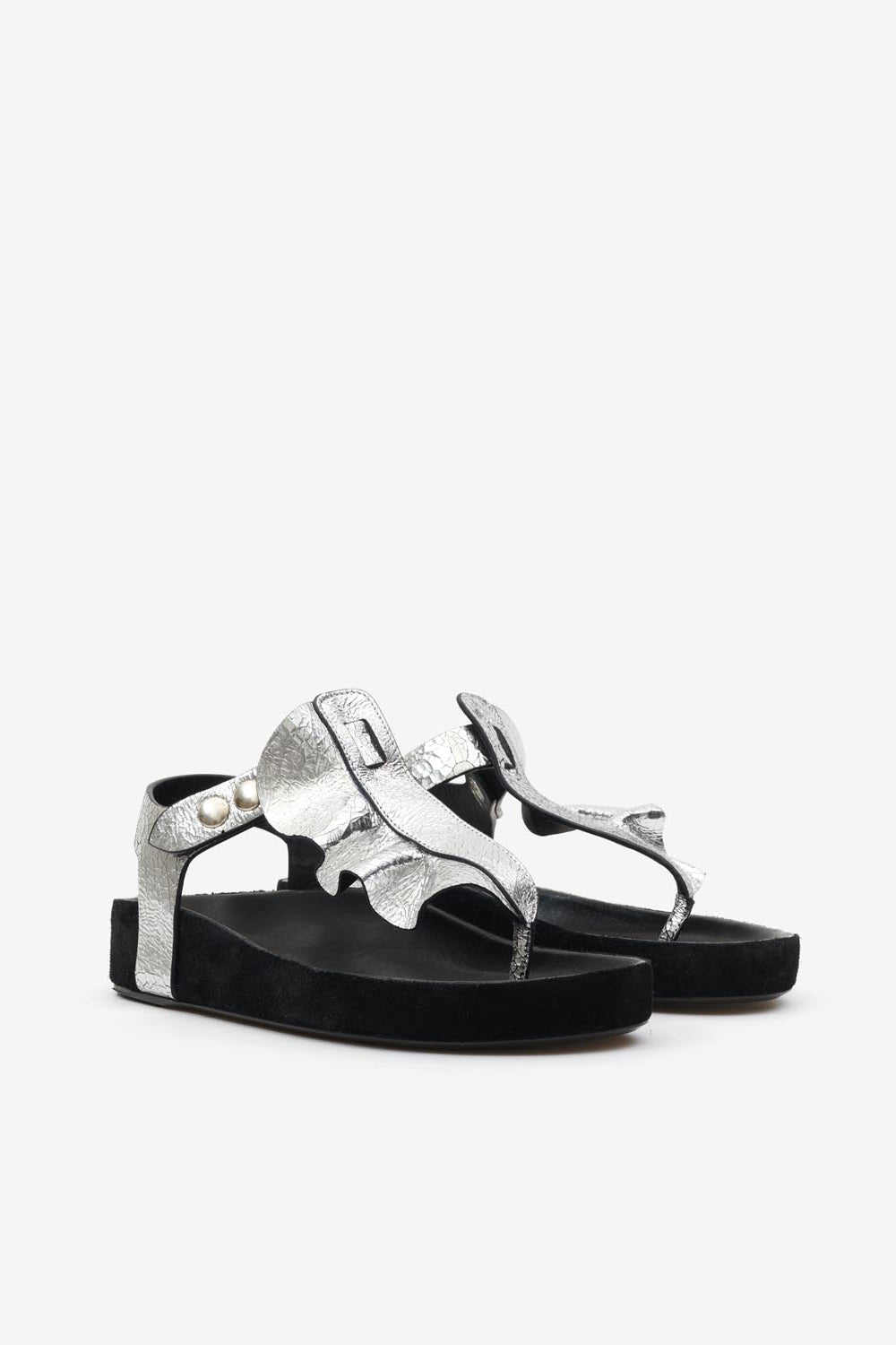 Sandali flat in pelle isela - Argento - Woman - 3