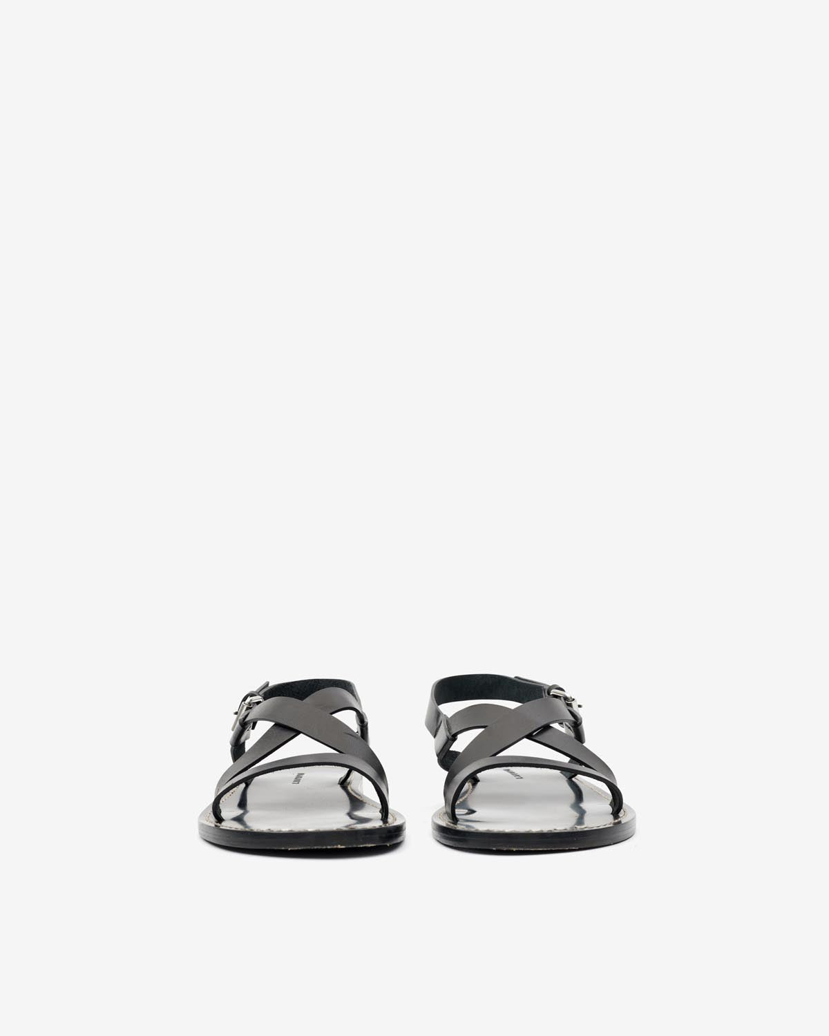 Sandales plates en cuir jiwon - Noir - Man - 2