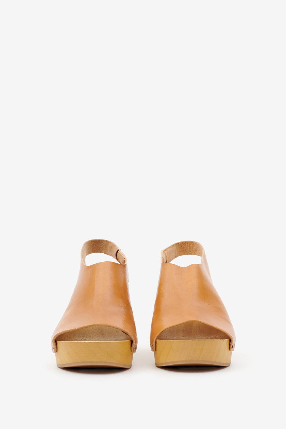 Zoccoli con tacco in pelle okya - Naturale - Woman - 4