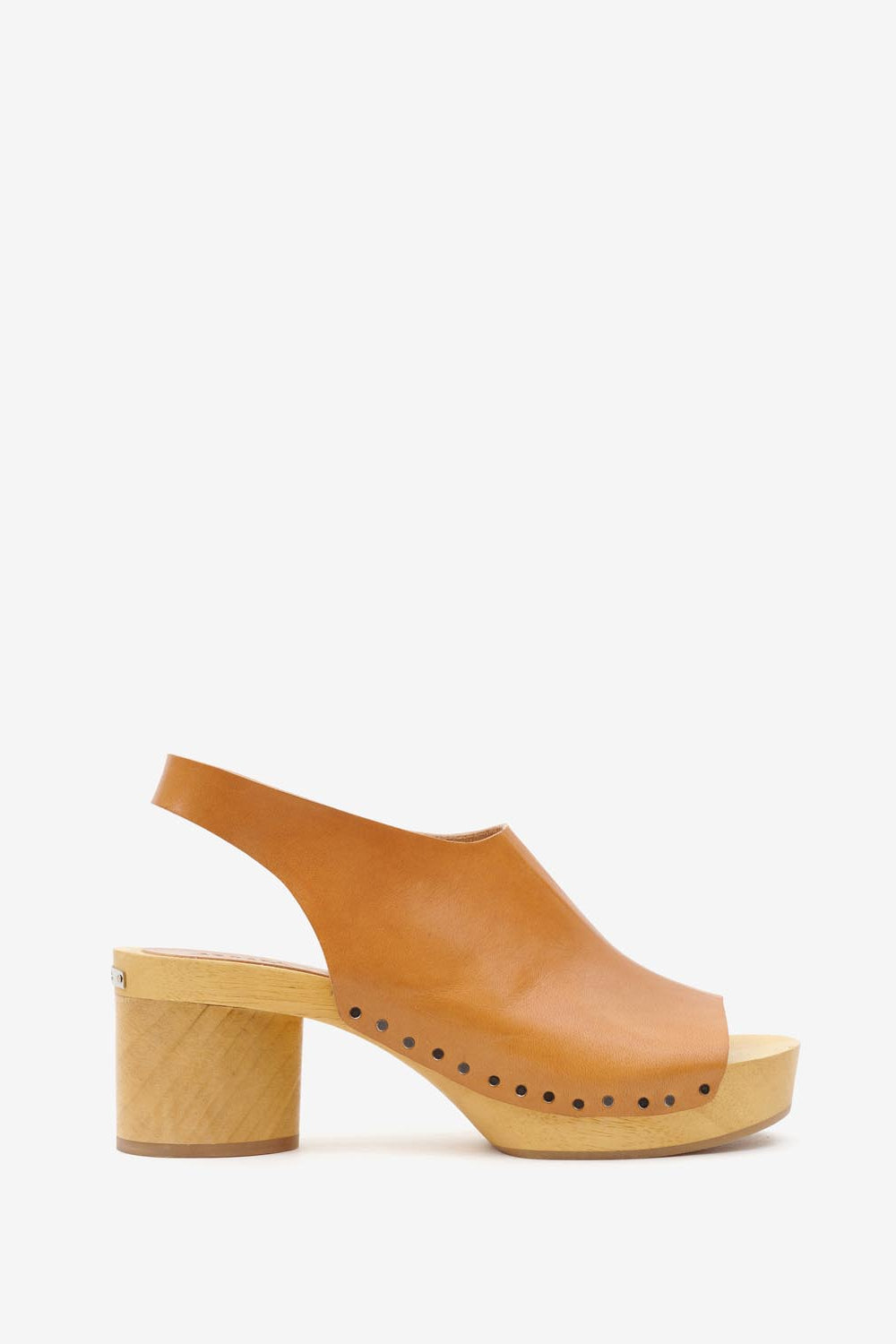 Zoccoli con tacco in pelle okya - Naturale - Woman - 1